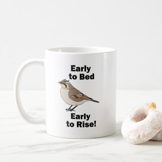 ハシボソヒバリ Early To Bed Early To Rise 鳥の引用 コーヒーマグカップ (ドーナツ)