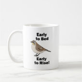 ハシボソヒバリ Early To Bed Early To Rise 鳥の引用 コーヒーマグカップ (左)