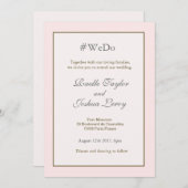 ハシュタパーソナライズされたグ甘いピンクの金ゴールドグ結婚レイ 招待状 (正面/裏面)