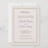 ハシュタパーソナライズされたグ金ゴールドグストライプレイ結婚 招待状 (正面)