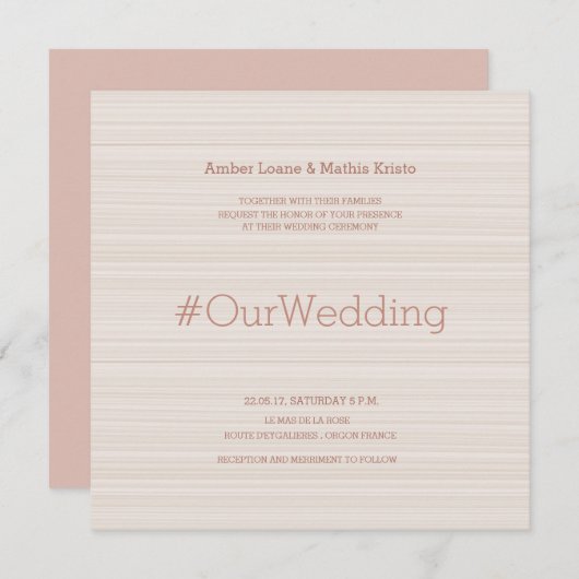 ハシュタモダングエレガントバラストライプ金ゴールド結婚s 招待状 (正面/裏面)