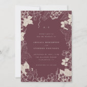 ハシンプルンド·ヴィネヤー描ド·バーガンディ·クリー結婚ムズ 招待状 (正面)