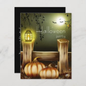 ハシンプルーベストムーンハローウィンパーティ招待状 招待状 (正面/裏面)