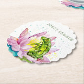 ハスおもしろいの上のカエル ペーパーコースター (アングル)