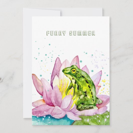 ハスおもしろいの上のカエル 招待状 (正面)