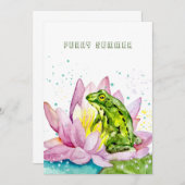 ハスおもしろいの上のカエル 招待状 (正面/裏面)