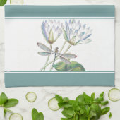 ハスとトンボのキッチンタオル キッチンタオル (折り畳み)