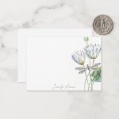 ハスとトンボパーソナライズされた ノートカード (正面/裏面インサイチュ)