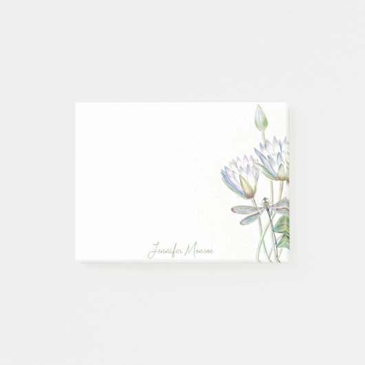 ハスとトンボパーソナライズされた ポストイット (正面)