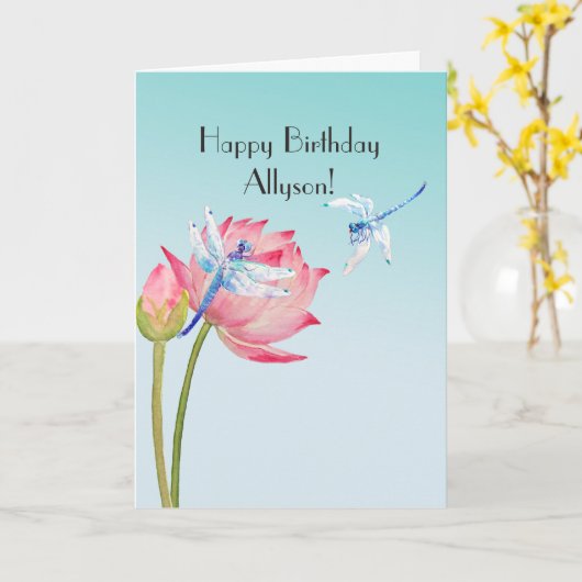 ハスとトンボ カード (黄色い花)