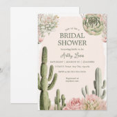 ハスのような植物 ボホ グリーン 花 砂漠 招待状 (正面/裏面)