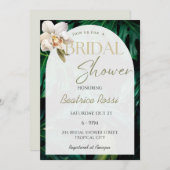 ハスのモンステラトロピカル ブライダルシャワー 招待状 (正面/裏面)