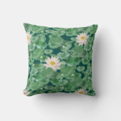 ハスのラグーンパターン – 白い蓮 クッション (正面)