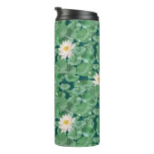 ハスのラグーンパターン – 白い蓮 タンブラー (回転右)