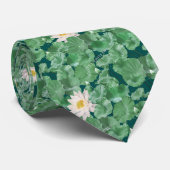 ハスのラグーンパターン – 白い蓮 ネクタイ (ロール)