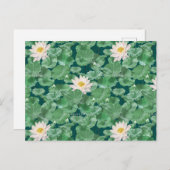 ハスのラグーンパターン – 白い蓮 ポストカード (正面/裏面)