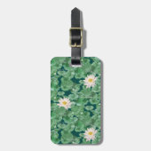 ハスのラグーンパターン – 白い蓮 ラゲッジタグ (正面縦)