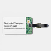 ハスのラグーンパターン – 白い蓮 ラゲッジタグ (裏面横)