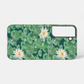 ハスのラグーンパターン – 白い蓮 SAMSUNG GALAXYケース (裏面横)