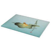 ハスの上の黄色いカエル カッティングボード (角)