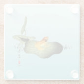 ハスの上の黄色いカエル ガラスコースター (裏面)