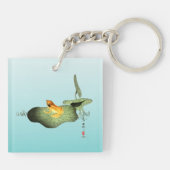 ハスの上の黄色いカエル キーホルダー (裏面)