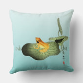 ハスの上の黄色いカエル クッション (裏面)