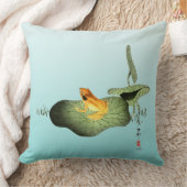 ハスの上の黄色いカエル クッション (ブランケット)