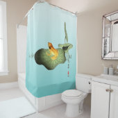 ハスの上の黄色いカエル シャワーカーテン (インサイチュ)