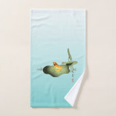 ハスの上の黄色いカエル バスタオルセット (ハンドタオル)