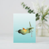 ハスの上の黄色いカエル ポストカード (スタンド正面)