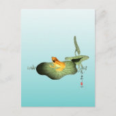 ハスの上の黄色いカエル ポストカード (正面)