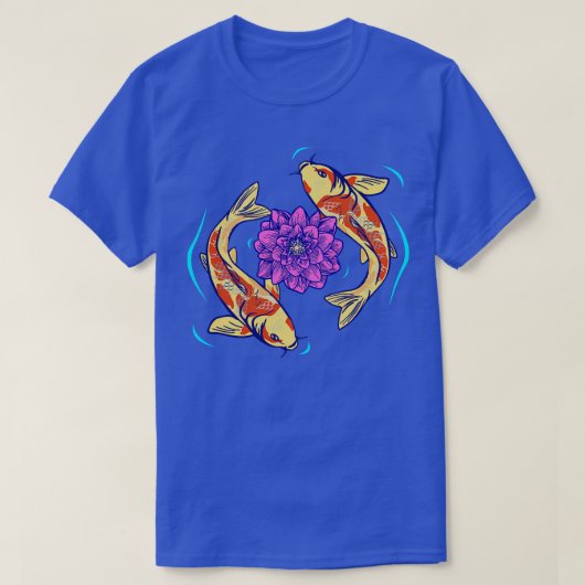 ハスの花とコイ Tシャツ (デザイン正面)