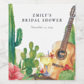 ハスの花とサボテンの花嫁のシャワー ワインラベル (シングルラベル)