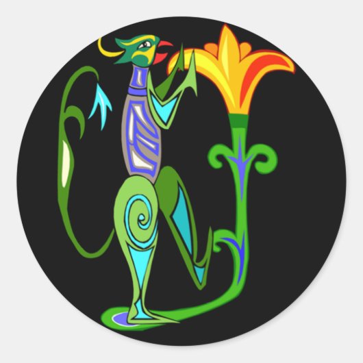 ハスの花のシールが貼られたエジプトのアールデコ ラウンドシール (正面)