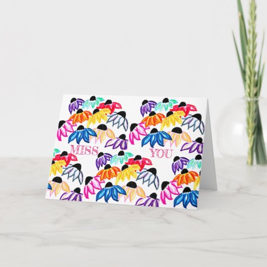 ハスの花のメモカードに「会いたい」<Blank Inside> サンキューカード (正面)