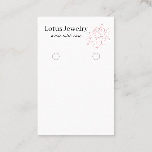 ハスの花のロゴイヤリングジュエリー表示カード 名刺 (正面)