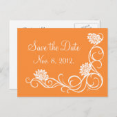 ハスの花の日付を保存はがき – 明るいオレンジ 案内ポストカード (正面/裏面)