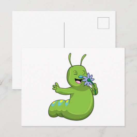 ハスの花の毛虫 ポストカード (正面/裏面)