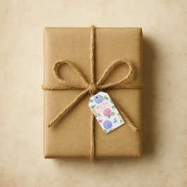 ハスの花の水彩画ギフトタグをカスタマイズ ギフトタグ