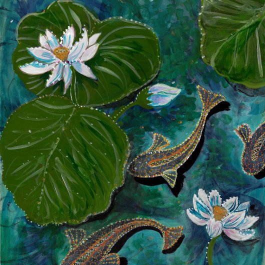 ハスの花の縁 レギンス