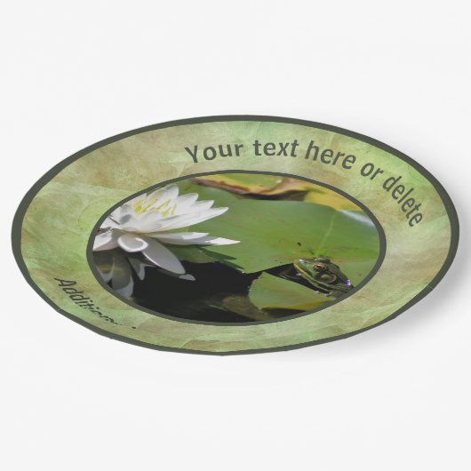 ハスの花を愛するカエルパーソナライズされたパーティー ペーパープレート (アングル)