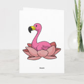 ハスの花を持つフラミンゴ カード (裏面)