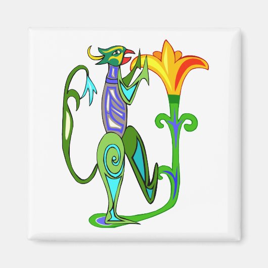 ハスの花磁石を持つエジプトのアールデコ マグネット (正面)