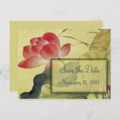 ハスの花結婚式の日付はがきを保存 案内ポストカード (正面/裏面)