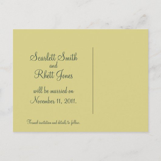 ハスの花結婚式の日付はがきを保存 案内ポストカード (裏面)