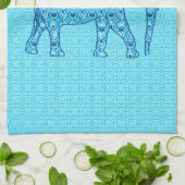 ハスの花象 – ターコイズ キッチンタオル (折り畳み)