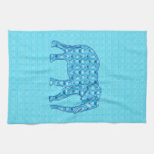 ハスの花象 – ターコイズ キッチンタオル (横)