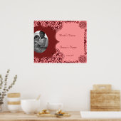 ハスの花(ヘナ)(赤) ポスター (キッチン)