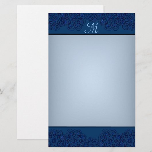 ハスの花（ヘナ）（青） 便箋 (正面/裏面)